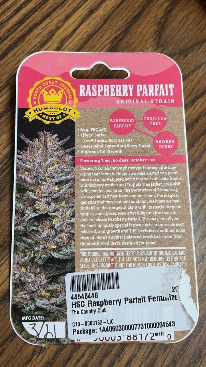 Humbold seed company
鸿堡大麻种子外包装正面
